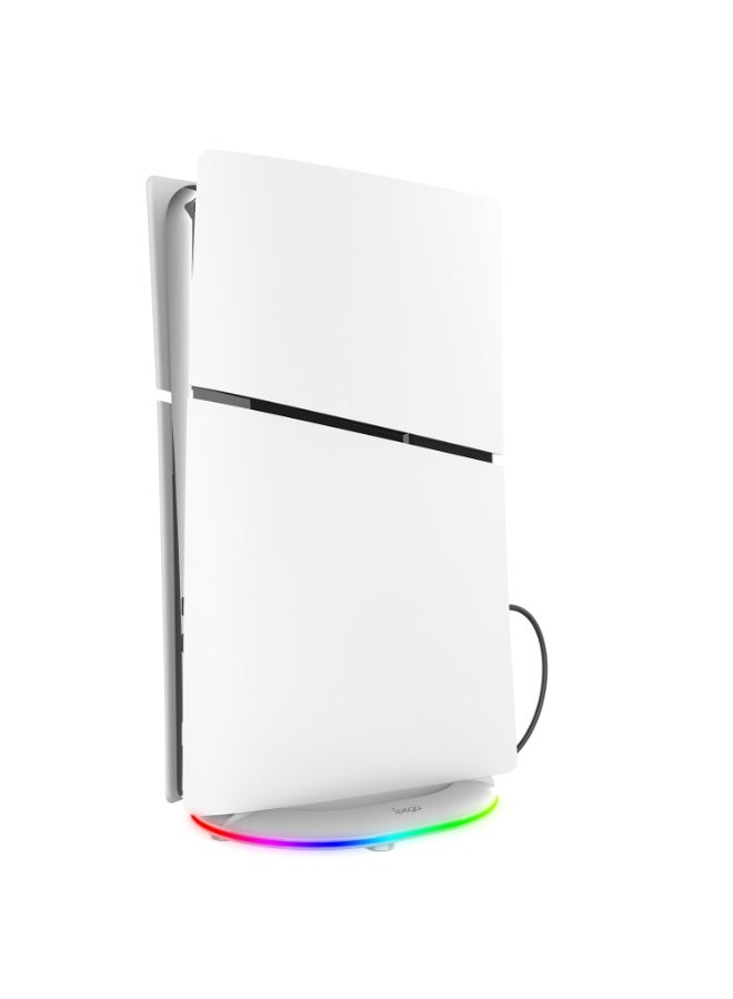 أبيجا حامل رأسي RGB لملحقات PS5 Slim/Digital/Pro مع منفذي USB (14 تأثيرًا ضوئيًا)، حامل مُطوّر لجهاز بلاي ستيشن 5 Slim Disc/Digital - Image 2
